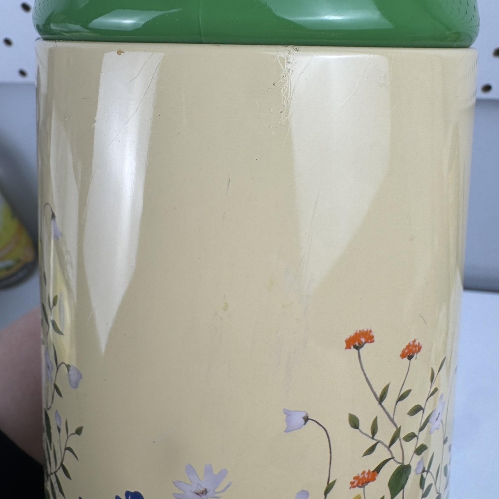 Vintage Interpur‎ Floral Vacuum Flask Beige Green Insulated Thermos Carafe - Picture 10 of 15